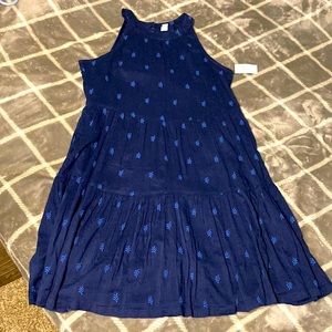 Old Navy sleeveless dress XS Navy with blue leaves